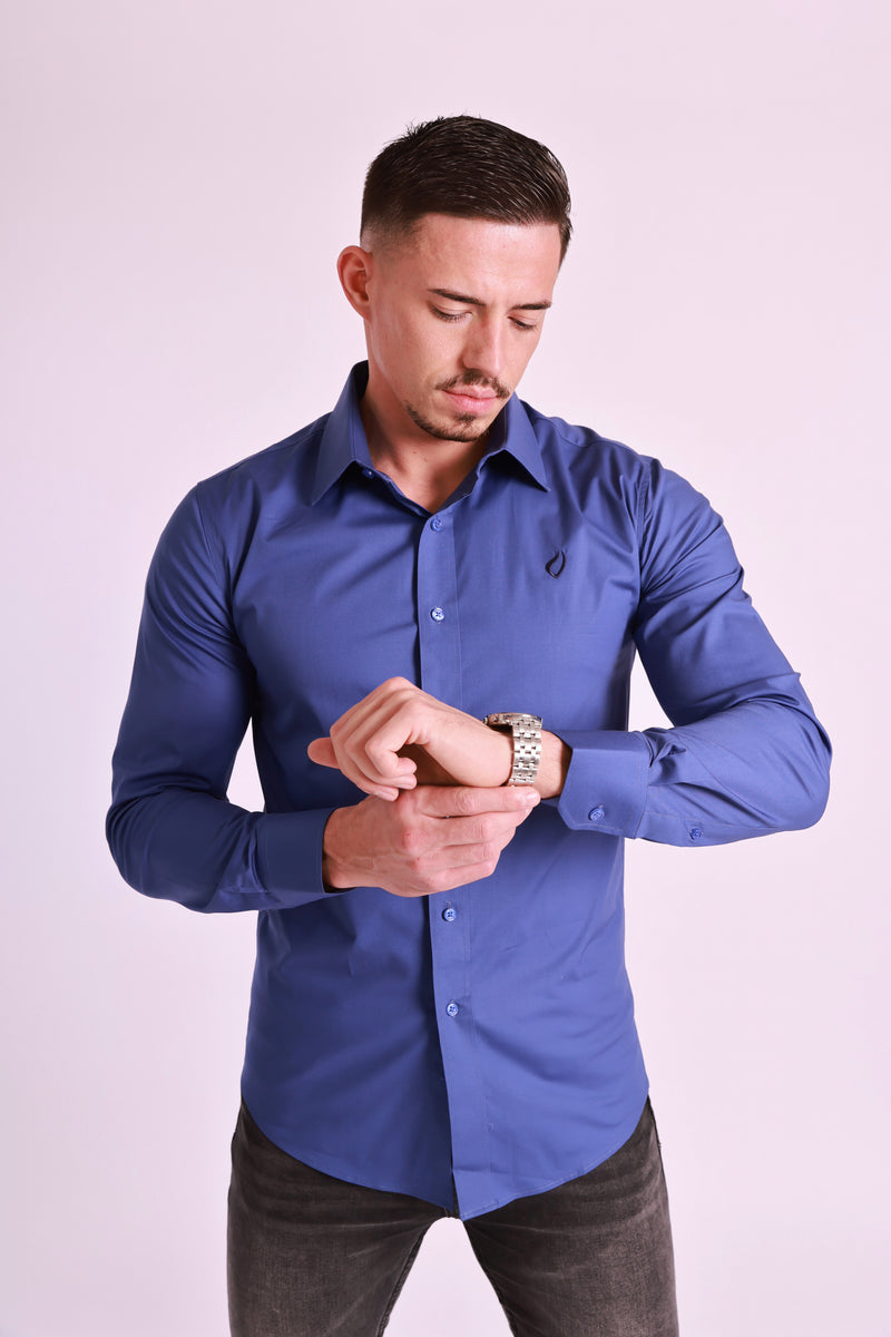 SA Elastická košeľa | Tmavo modrá